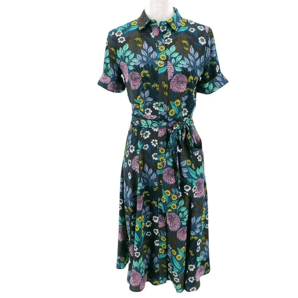 J.Crew x Abigail Borg Prairie Floral Shirtdress Button Down EUC Size 0